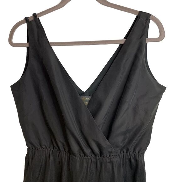 Banana Republic Black Silk Dress V-Neck Empire Waist Cocktail Dress Size 8 - Picture 3 of 11